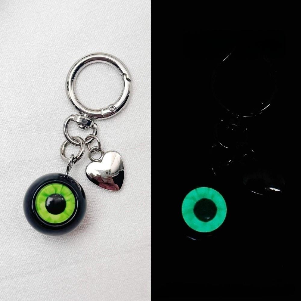 Fashion Funny Demon Eyeball Keychain Luminous Resin Bag Pendant Halloween Theme Heart Car Key Holder Gothic Fashion