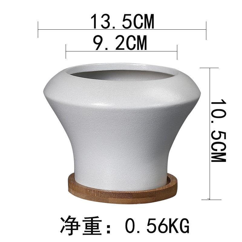 Ceramic Flower Pot Retro Creative Flower Pot Green Plant Flower Device Desktop Flower Pot Succulent Simple Ins Matte Pot Table Decoration