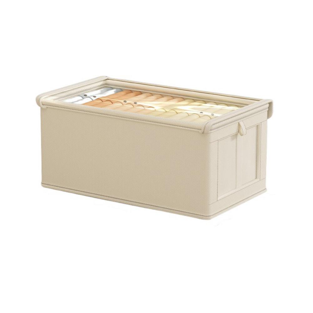 

Foladable Shirt Organizer Box Visual Windows Clothing Storage Basket for Wardrobe Beige M