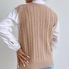 2023 herbst Casual V-ausschnitt Pullover Pullover Weibliche Solide Vintage Gestrickte Pullover Weste Frauen Twist Ärmellose Weste 28469