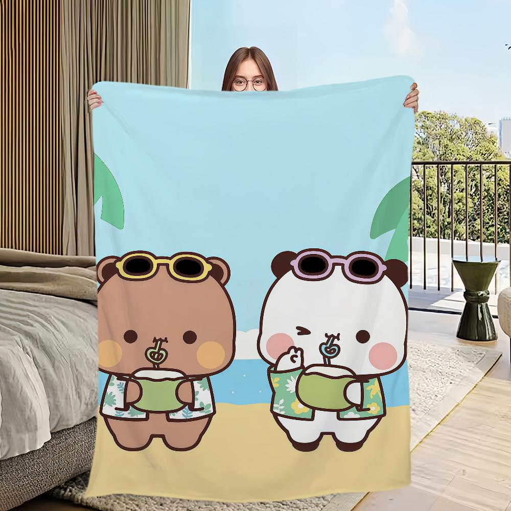 kawaii cartoon bear d-dudu b-bubu Flannel warm comfort soft plush blanket sofa living room hogar office bedroom travel gift home