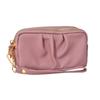 Portable PU Leather Women Long Wallet Double layer Large Capacity Shopping Wrist Bag Zipper Solid Color Handbag