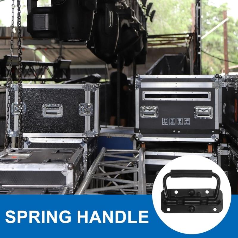 Black Spring Loading Cupboard Handles Foldable Iron Hardware Space Saving Solution Smooth Grip 6pcs for Kitchen Bathroom