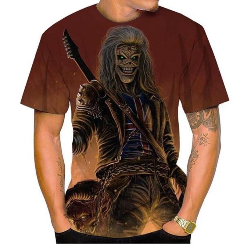 Sommer Mode Nostalgisch 3D Gedruckt Heavy Metal Musik Teufel Cool Mode Personalisiertes T-Shirt