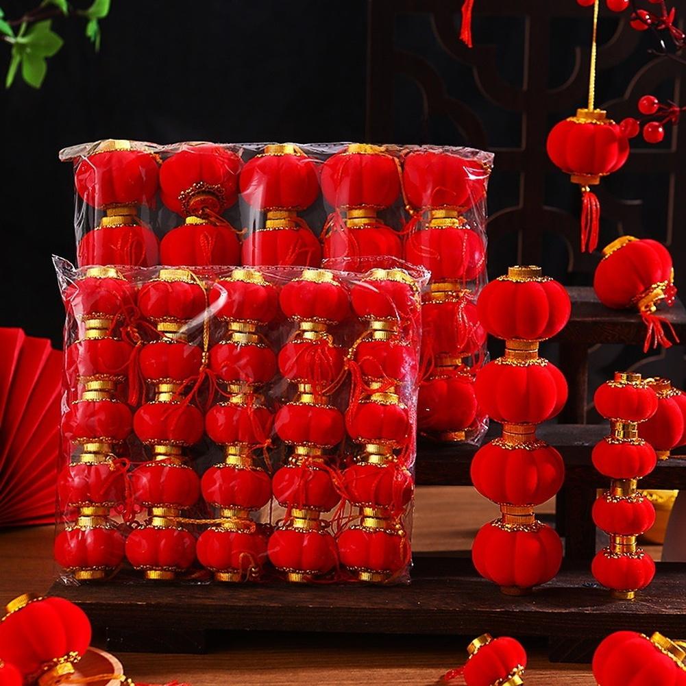 Indoor Outdoor Flocking Lanterns for Chinese New Year Festival Party Decor