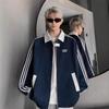 Trendy Lapel Baseball Jersey American Splicing Sports Jacket Boys Spring and Autumn Heavy Three Bars Men's Sweater