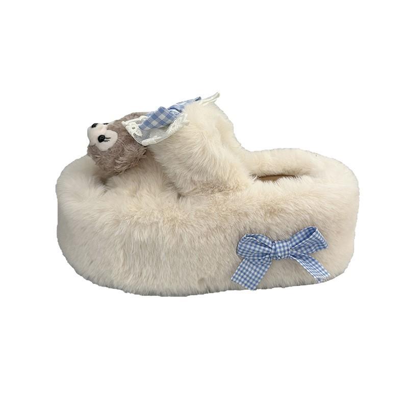 Thick-bottomed Non-slip Fluffy Slippers for Women 2025 Autumn and Winter Wear Cute Cartoon Doll Cotton Slippers for Women