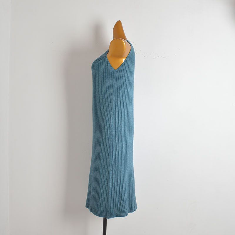 Sleeveless Knitted Cami Dress Women Spring and Summer New Versatile Round Neck Pullover Slim Fit Sexy Hip Skirt