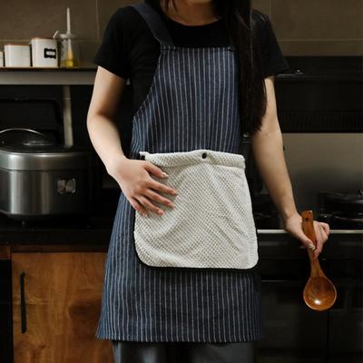 Delantal de cocina a rayas resistente a las manchas con bolsillo y toalla de mano extraíble para mujeres y hombres, delantal de cocina de restaurante con espalda cruzada, transpirable