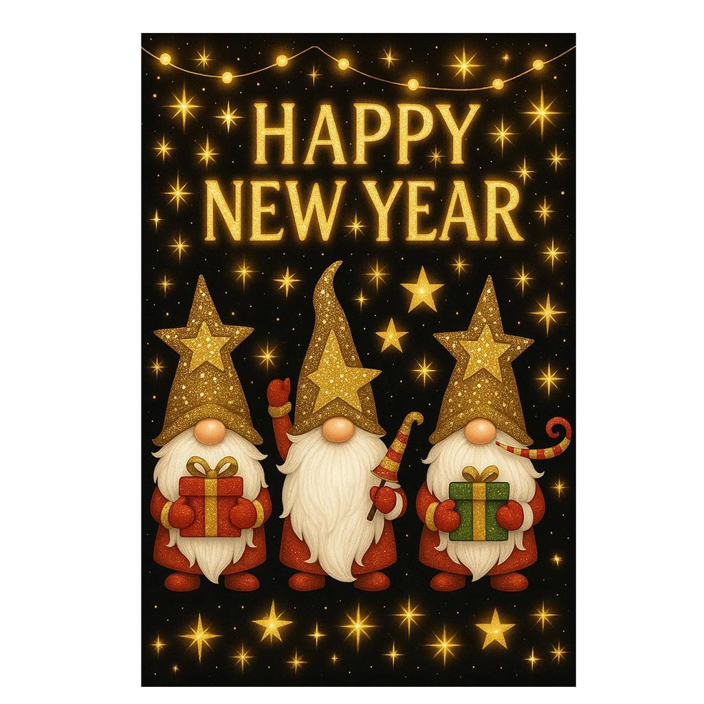 New Year's Decoration Of Garden Atmosphere With Garden Flags