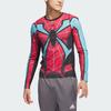 Adidas Geometric Pattern Compression Spider-Man Print Color Block Round Neck Long Sleeve T-Shirt Men Tops Black Red IP4533
