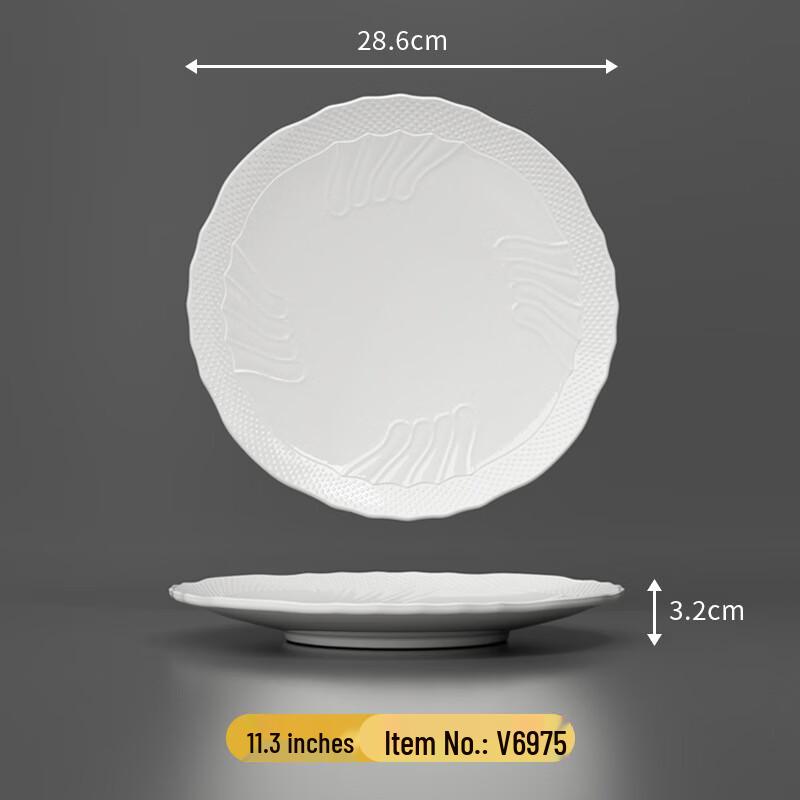 SHALL 11.3-inch White Melamine Embossed Dinner Plates (Set of 10)