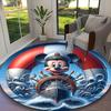 [1pc Mickey Mouse Red White Floral Pattern Office Chair Carpet] Digital Printed Round Rug for Home & Game Room Use, Soft Indoor Sofa Chair Mat