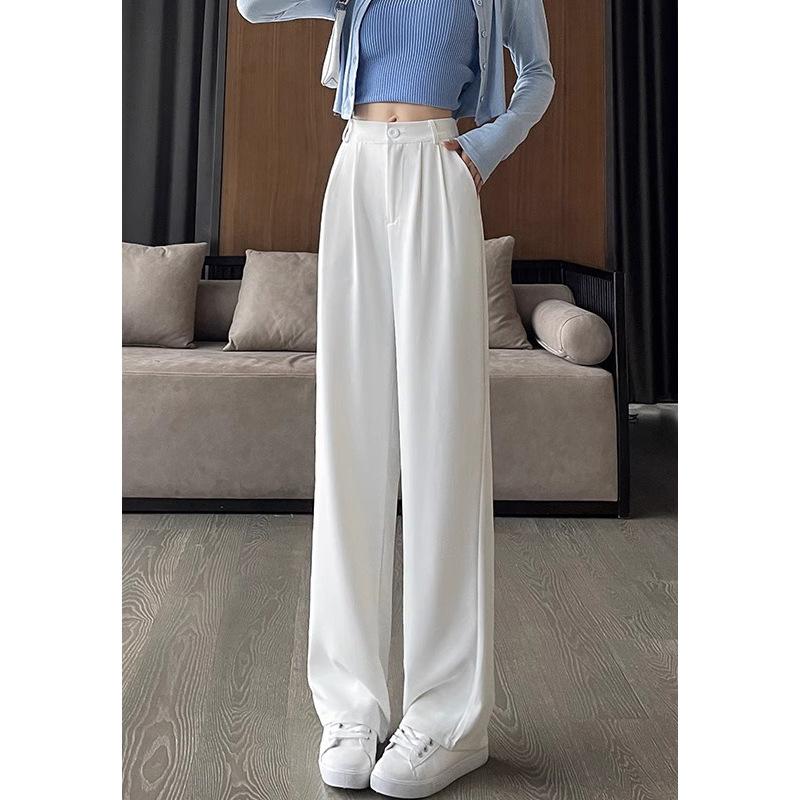 Spring and Summer New Narrow Wide-leg Casual Pants Women High Waist Pendant Loose Straight Suit