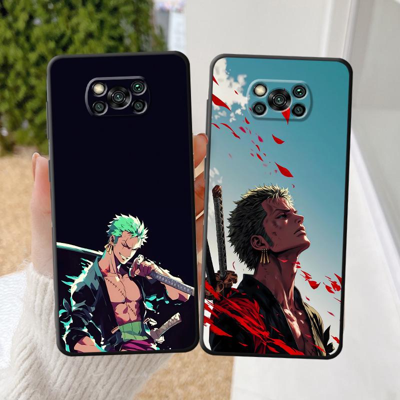 Black Soft Shell Case for Xiaomi Poco X4 Pro M5s M7 X3 NFC C40 C50 X5 C75 F3 F7 X7 C71 M3 M4 Pro C51 C61 One Piece Zoro Anime