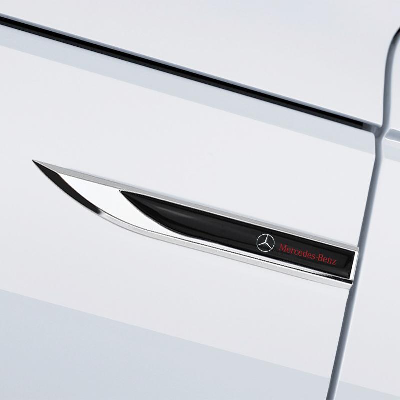 NSY2 2pcs 3D Metal Logo Car Fender Badge Sticker for Mercedes Benz AMG A C E S Class W203 W220 W206 W205 W211 C260
