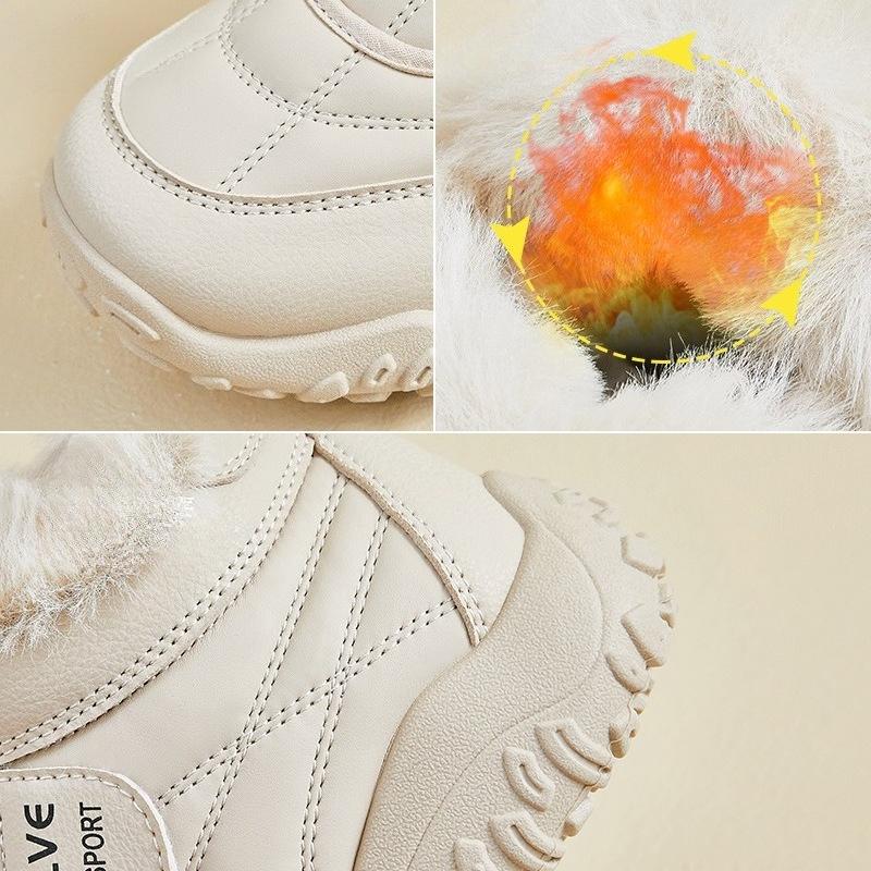 Warm Fuzzy Snow Boots for Women Comfortable Ankle Boot With Fur Lined Faux Leather Anti-Slip Winter Shoes Women's Outdoor Casual Walking Short Booties