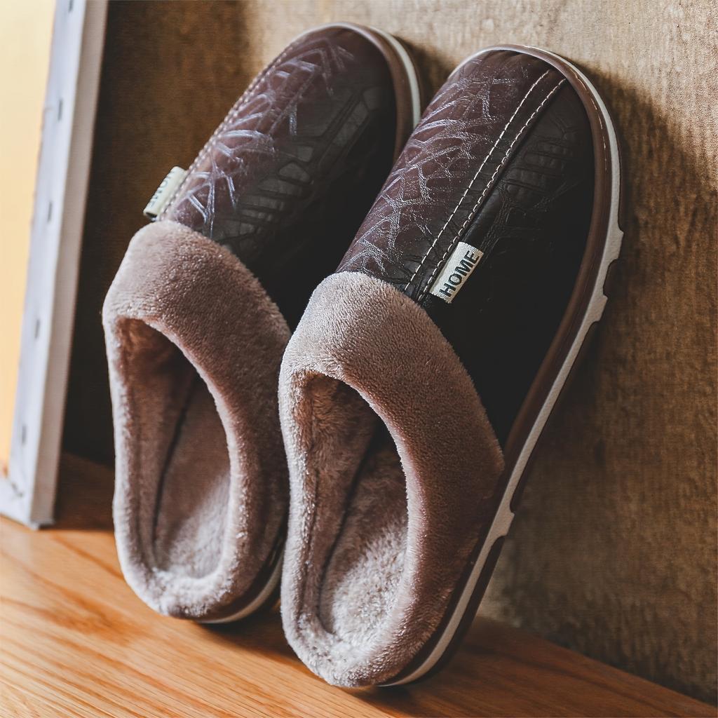Solid Color Home Warm Slippers, Soft Sole Platform Closed Toe Fluffy Shoes, Non-slip Bedroom Plush Shoes