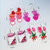 1 pair of flower tulip earrings earrings love stitching Valentine's Day earrings sweet cartoon