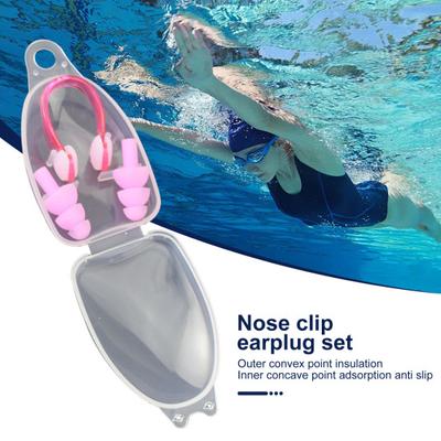 Schwimmen Nasenklammer Set Silikon Schwimm Ohrenstöpsel Wasserdicht Pool Nasenklammern Wassersport