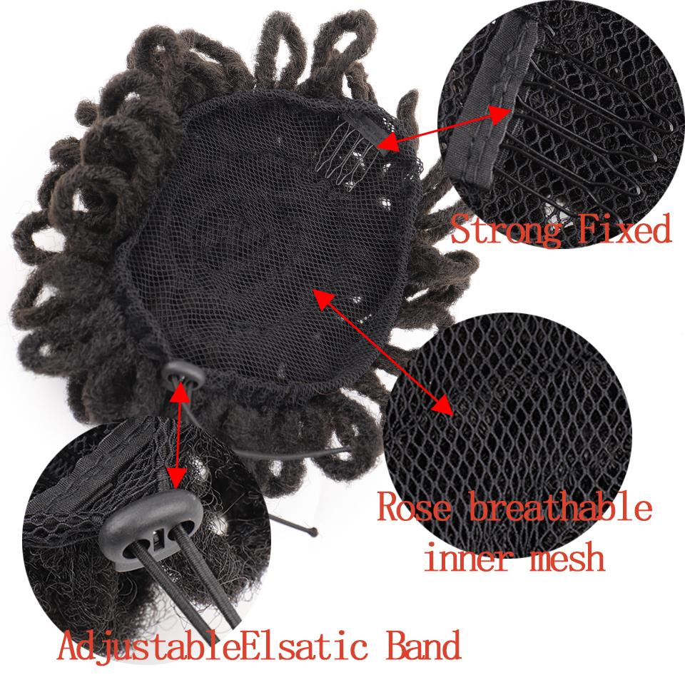 Synthetic DreadLock Hair Bun Band Faux Locs Afro Chignon Drawstring Ponytail Clip In Hairpiece For Fake Hair Black Women