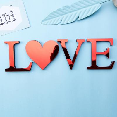 Home Decoration Red Acrylic Mirror English Alphabet Wall Stickers Wedding Name Stickers Birthday Line Up Decoration Wall Stickers