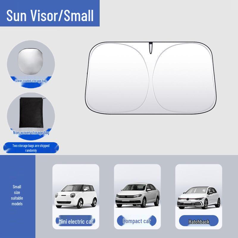 

Car Windshield Sunshade - Sun Protection & Heat Insulation Umbrella Curtain for Summer Parking Sedan Front - Silver Coating