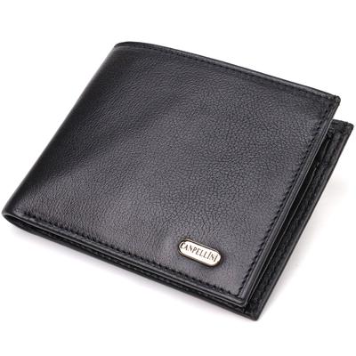 Klassische horizontale Herren-Geldbörse aus echtem Floater-Leder CANPELLINI 21778 Schwarz