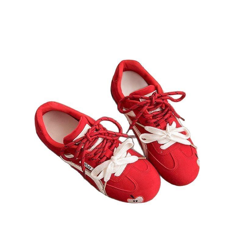 Apple Shoes Red Thin-soled Racing Shoes Spring and Summer New Casual Retro Soft-soled Sports