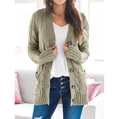 Autumn and Winter New Cardigan Sweater Women's V-neck Single-breasted Long-sleeved Knitted Sweater Jacket