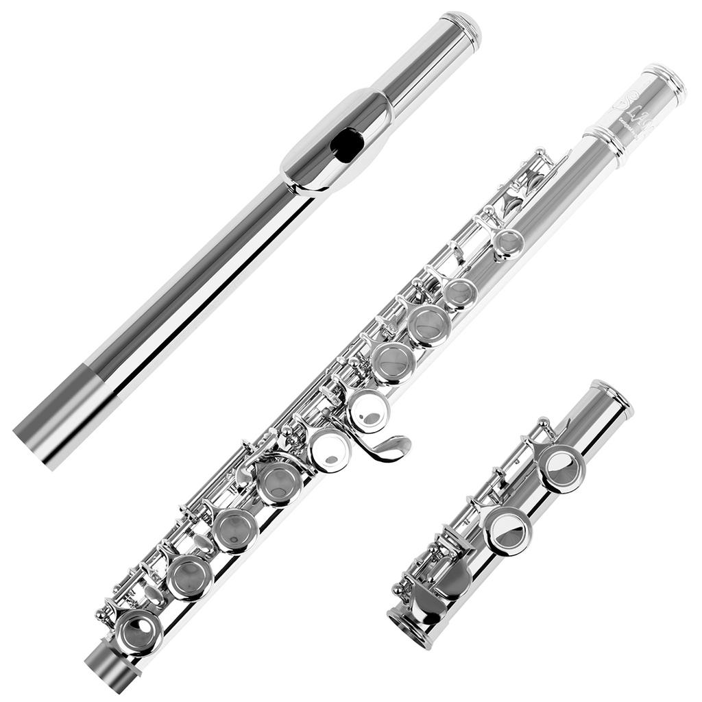 M MBAT 16-Hole Flute In C Nickel-plated White Brass Body Professional Performance Flute With Case Cleaning Tools Woodwinds