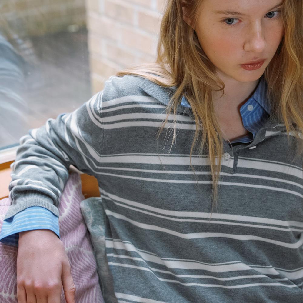 Elssibeui Stripe Collar Pullover [2Colors]