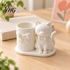 Minimalist Brush Holder 3D Print Cat Pen Holder, Matte PLA Pencil And Makeup Office Desk Organizer Storage Container, Stable Wide Base Bow Design Art