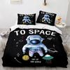 3D Astronaut King Queen Duvet Cover Cartoon Galaxy Universe Bedding Set for Boys Girls Outer Space Soft 2/3pcs Quilt Cover