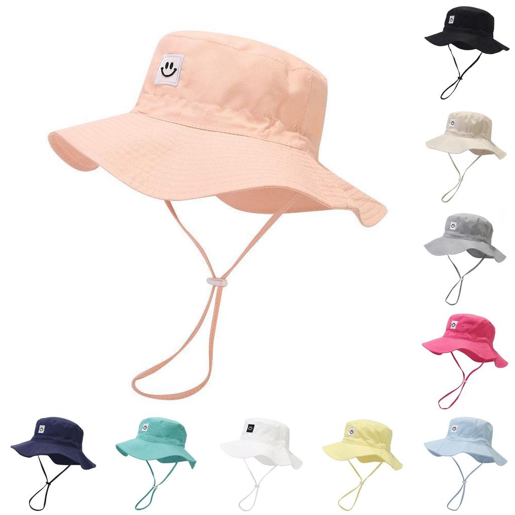 Baby Mädchen Kinder Sonnenhut mit einfarbigem lächelndem Gesicht Stickerei Design für Sommer Outdoor Schutz