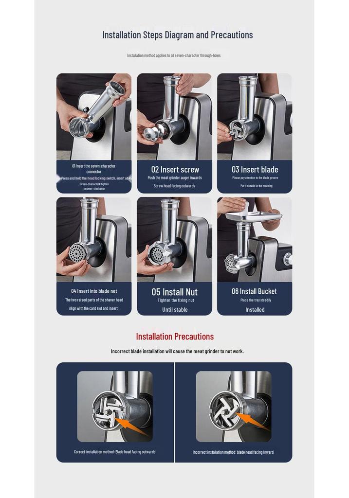 Stainless Steel Multi-Functional Electric Meat Grinder & Vegetable Cutter