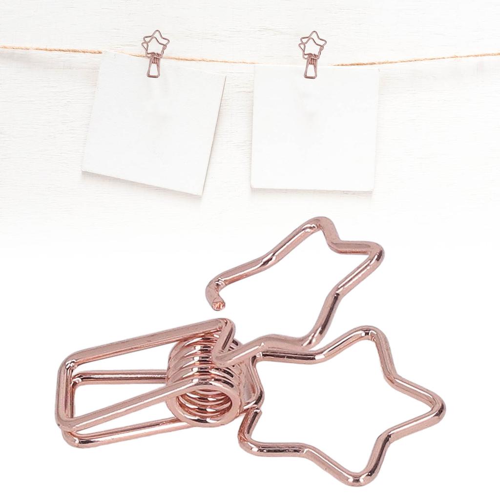 100pcs Star Clips Cute Cartoon Hollow Strong Clamping Force Sturdy Metal Paper Clamps for Account Tickets