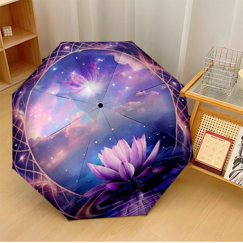 

Cosmic Blue Lotus Mandala Printed umbrella windproof folding umbrella portable sun and rain umbrella suitable for gifting