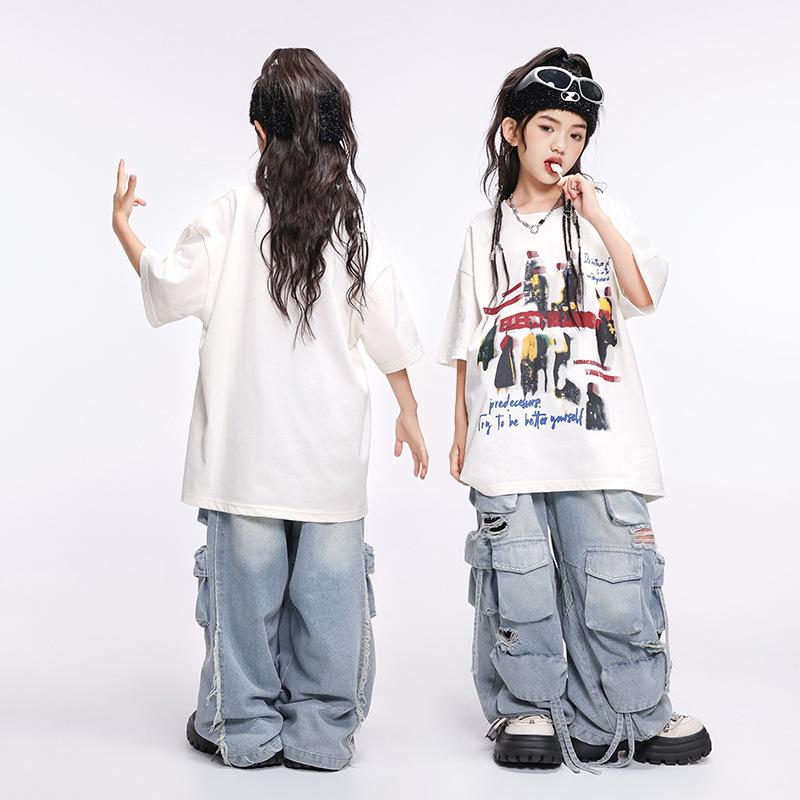 Hip-Hop Children'S Trendy Jazz Dance Performance Costumes Girls Catwalk Navel Suit Hip-Hop Hiphop Performance Costumes Summer