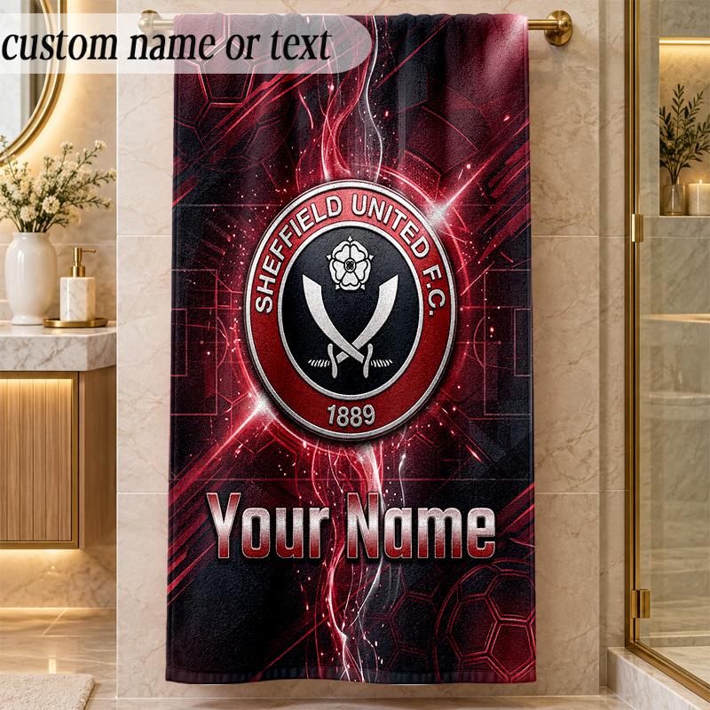 Beach TowelSheffield United FC Custom Name Text Personalized Soft Towel for Beach Pool Indoor Home Decor Gift