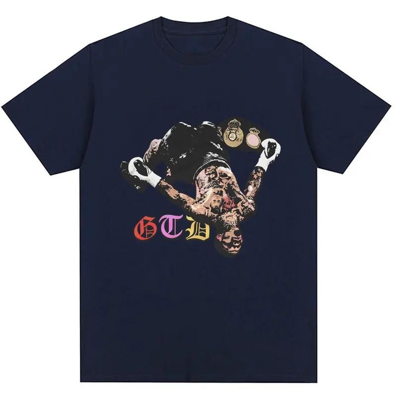 

Летняя мужская майка с принтом фигуры чемпиона по боксу Джервонты Дэвиса, 100% чистый хлопок, с коротким рукавом, уличная одежда 4XL