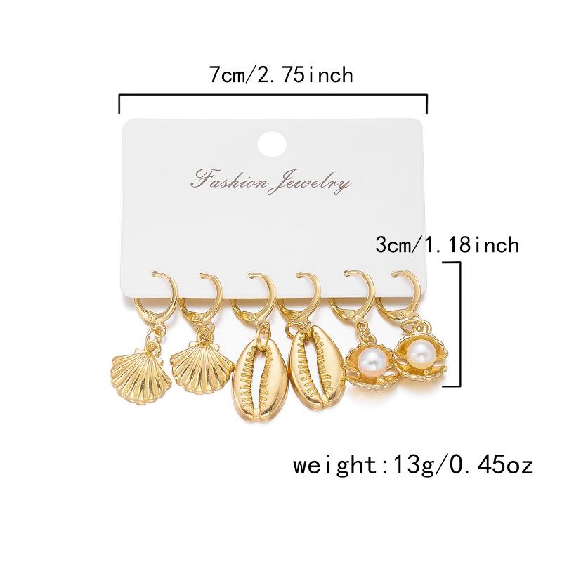 Bohemian Starfish Hoop Earrings Set Gold Beach Jewelry For Women Summer Vacation Accessories