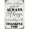 Vintage "Always Grateful" Metal Wall Decor - 2 Inch Thick Tin Plate with Intricate Italics, Rustic Antique Style,easy To Install