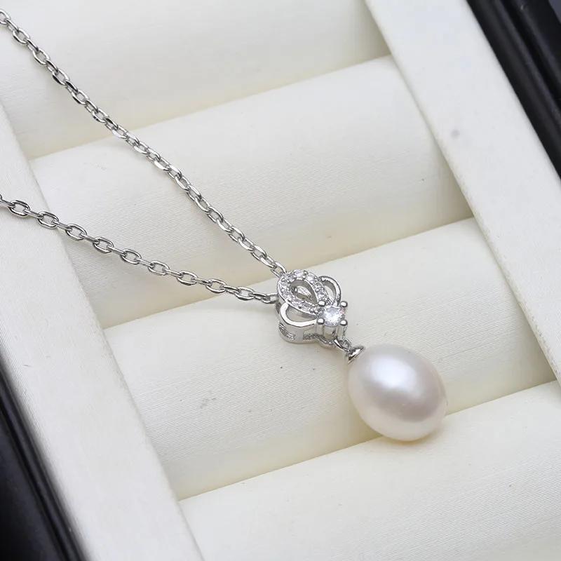 Real Natural pearl pendant 925 Woman,Freshwater Silver pearl pendant on the neck Wife Mother Birthday Gift White Pink Black