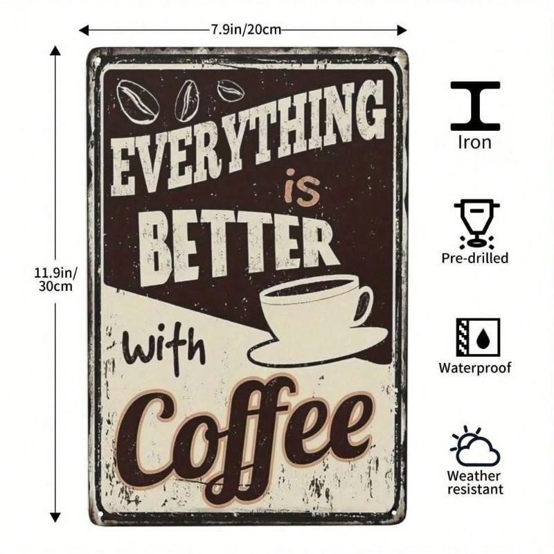 Metal Wall Art Tin Sign Vintage Coffee Decor for Kitchen Bar Pub Man Cave Gift