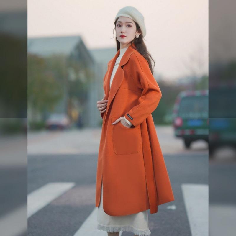 Women's Fashionable Long Overcoat with High-quality Wool Coat for Spring and Autumn