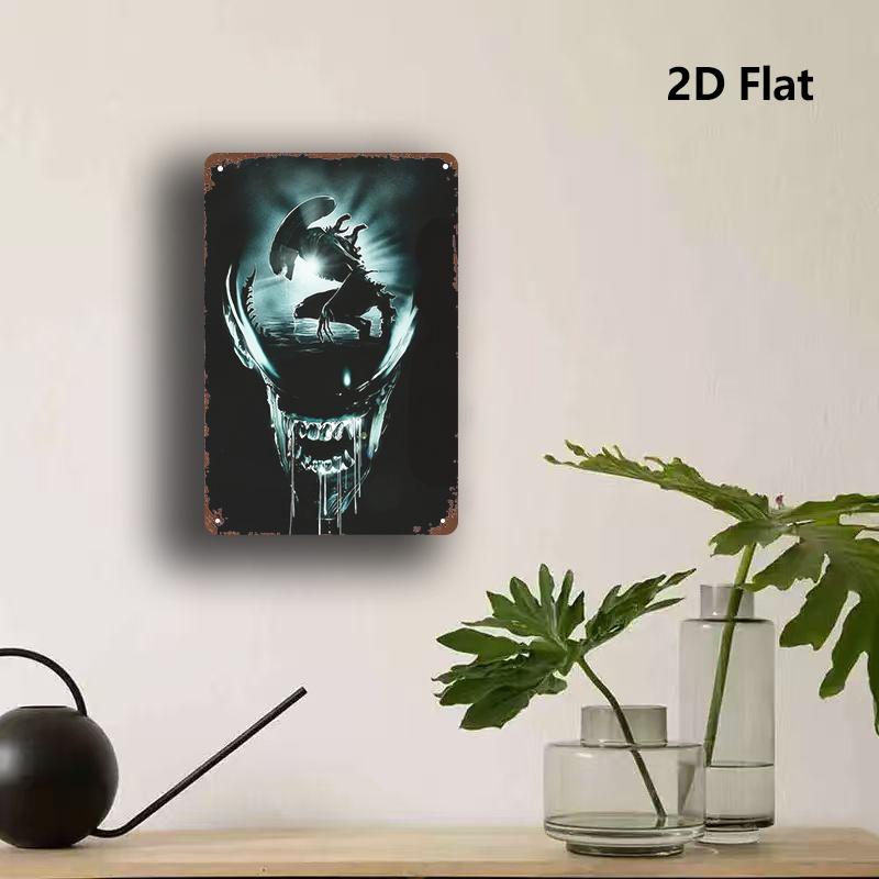 Hisun Tin Sign HD Tin Sign Alien Xenomorph Vintage Retro Metal Tin Sign for Movie Fan Wall Decor