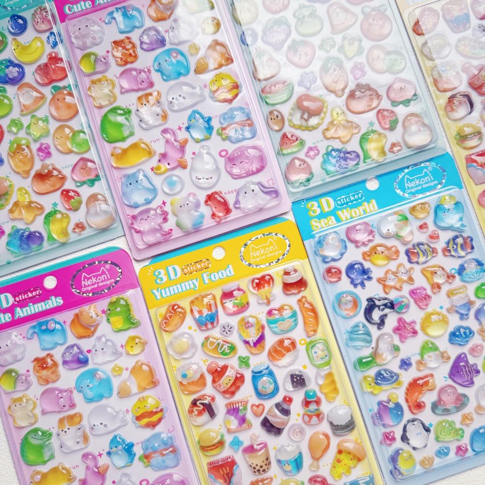 Nekoni 3D Relief Cartoon Food Fruits Stickers Set For Scrapbooking Diy Journal Cute Stationery Decals