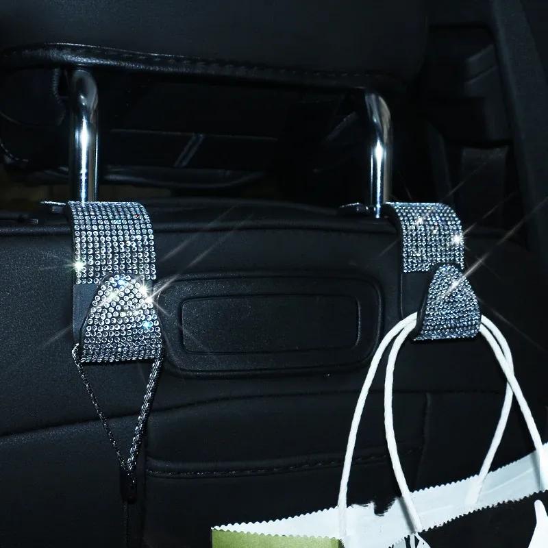 Bling Diamond Car Seat Back Hook Rhinestones Hanger Universal Auto Headrest Mount Storage Holder Interior Accessories
