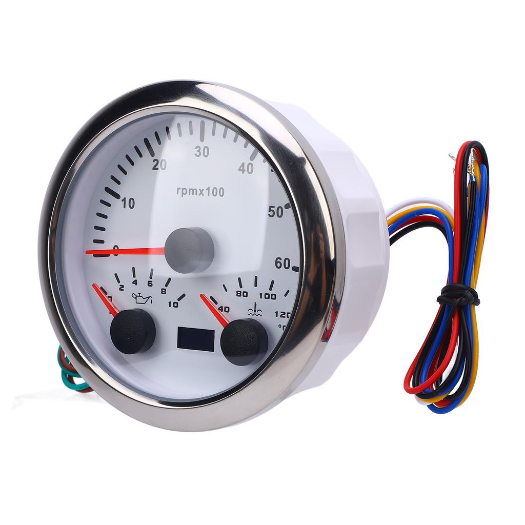 3 In 1 85mm Tachometer   9 to 32V 6000rpm 0 to 10bar Oil Pressure 40 to 120 celsius  Water Temp 7 Color Backlight for Car Boat Truck